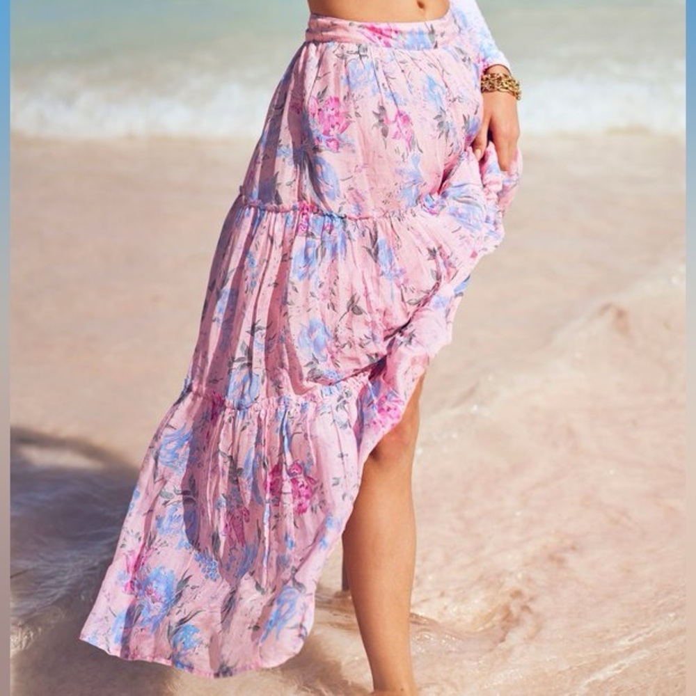 LoveShackFancy Haru Maxi Skirt in Whispering Lilac
